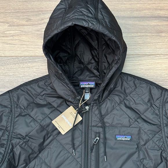 NEW Patagonia Men's Diamond Quilted Bomber Hoody in Black Size Large - Picture 4 of 15